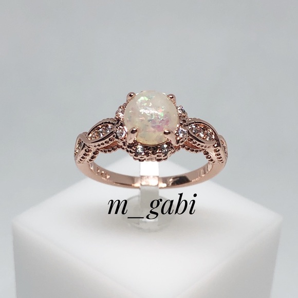 Silver 18K rose gold filled opal ring - Picture 2 of 3